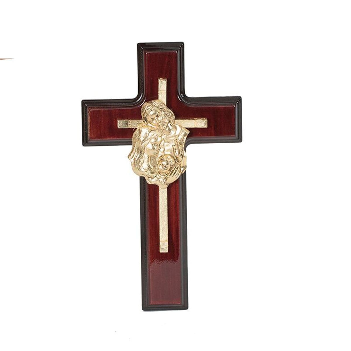 Cruz Sagrada Familia Dorada en Madera Jorvina
