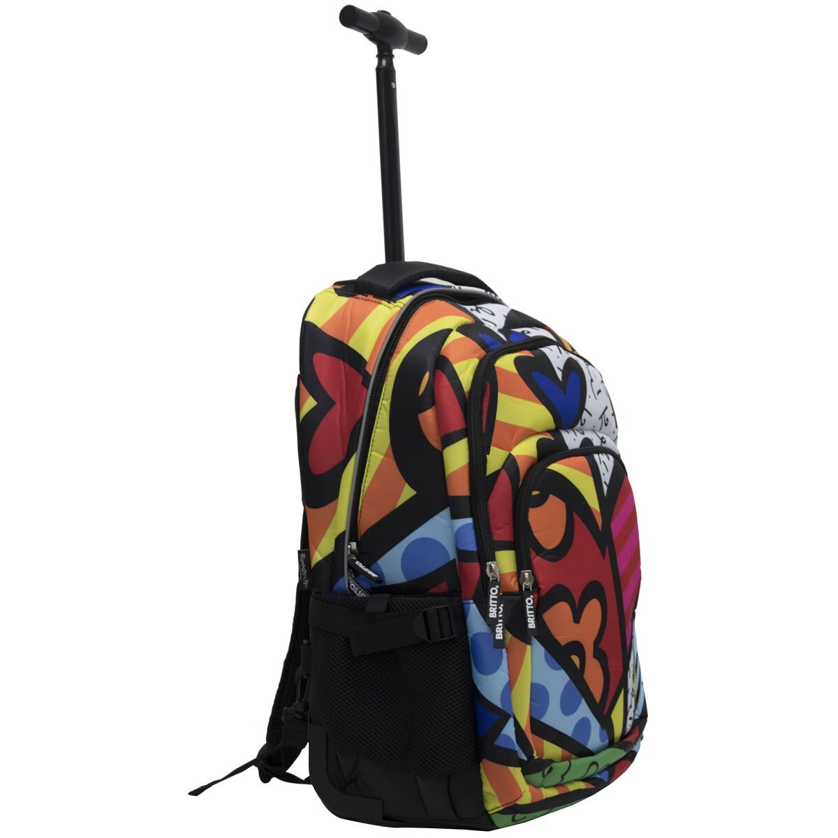 Maleta Vertical Rodante Monomando Corazón Romero Britto