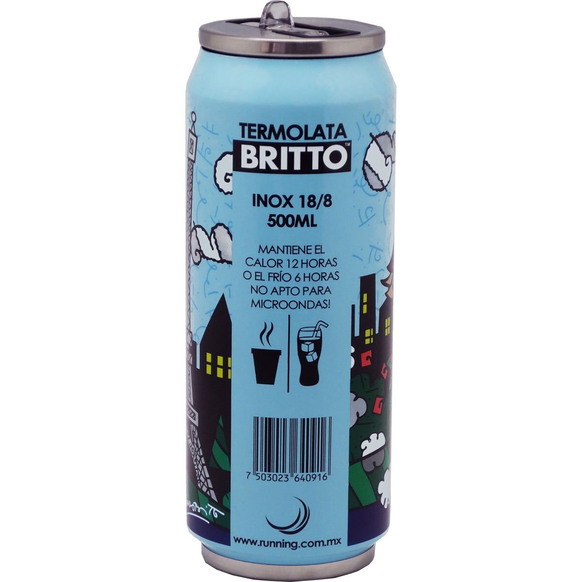 Vaso Lata Térmico Acero Inoxidable 500Ml Europa Romero Britto