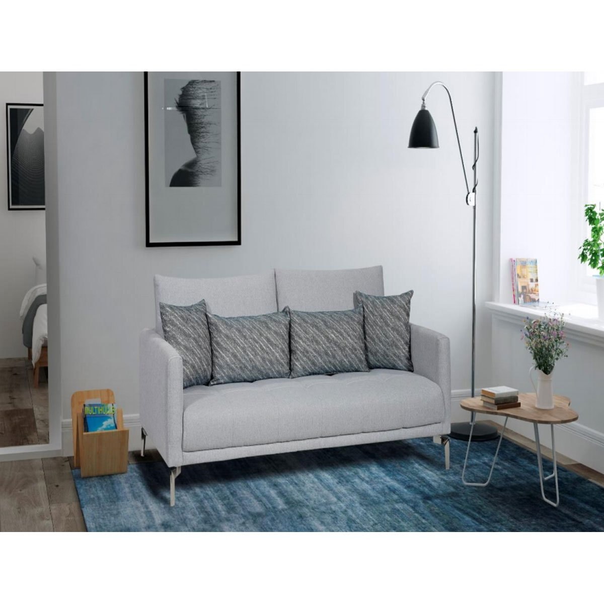 Sofá cama cross linen gray myla plain mubles boal Sears