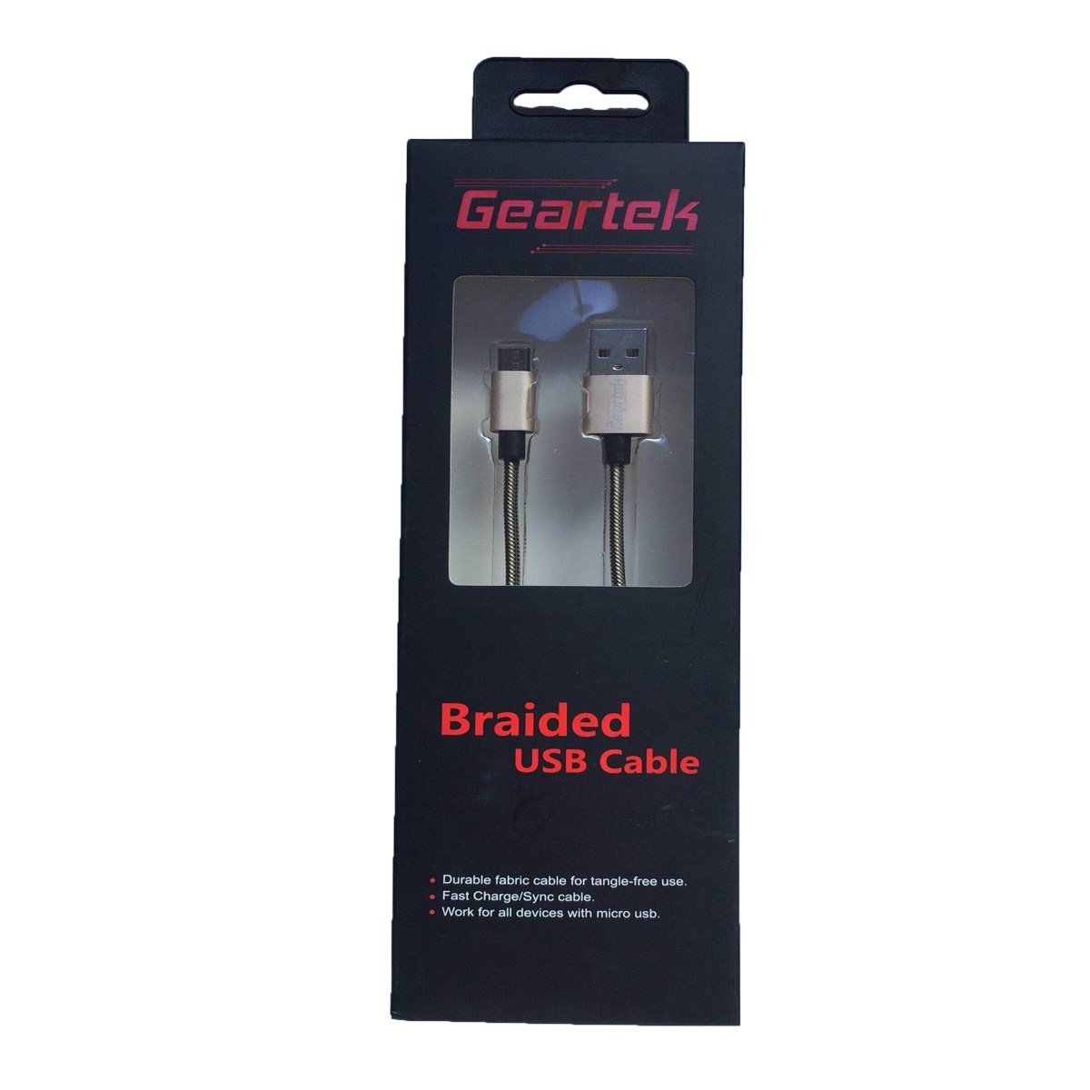 Cable Micro Usb Trenzado Negro- Dorado Geartek