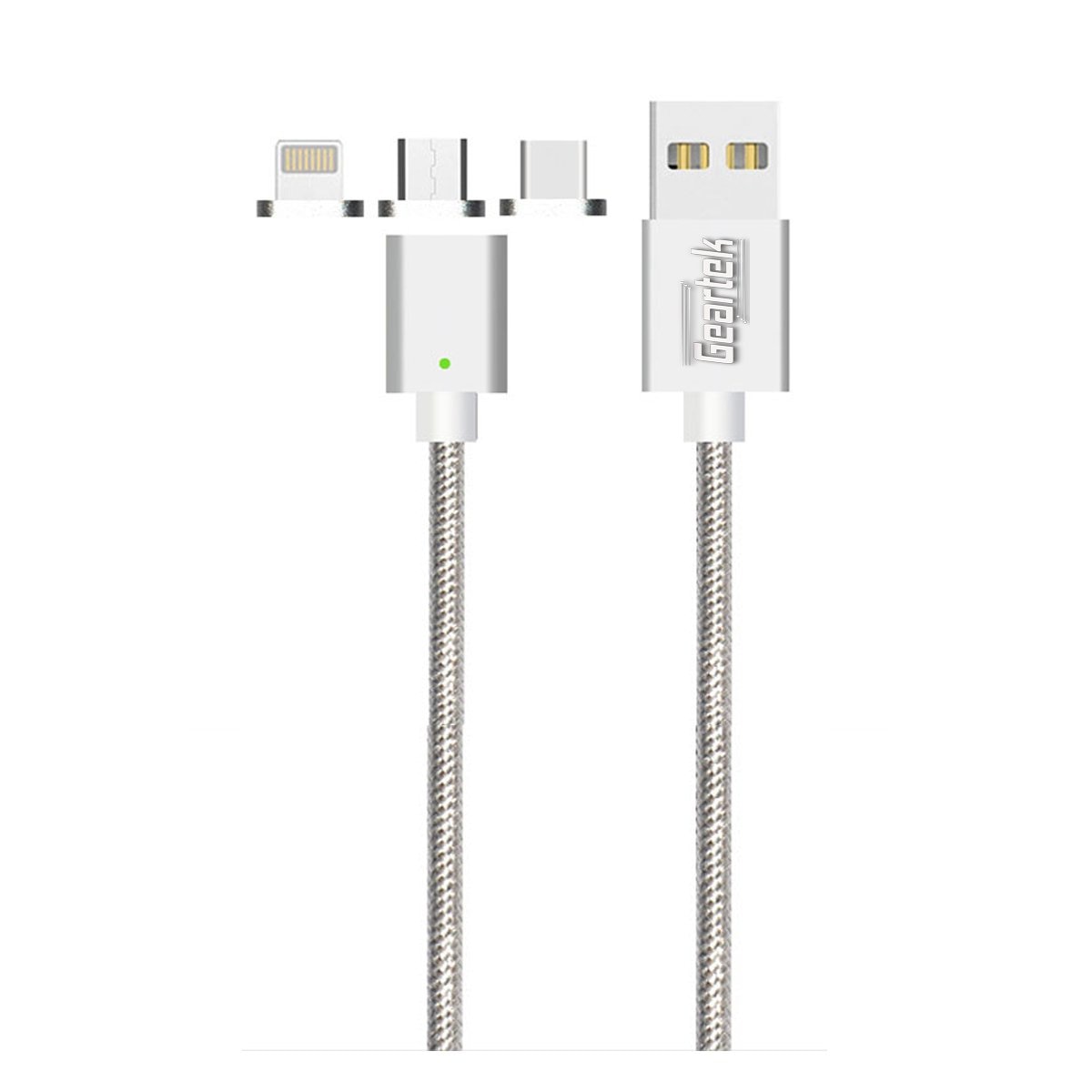 Cable Usb 3 en 1 Magnético Plata Geartek