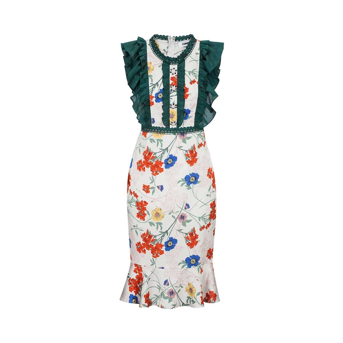 Vestido con Olan Verde C2C