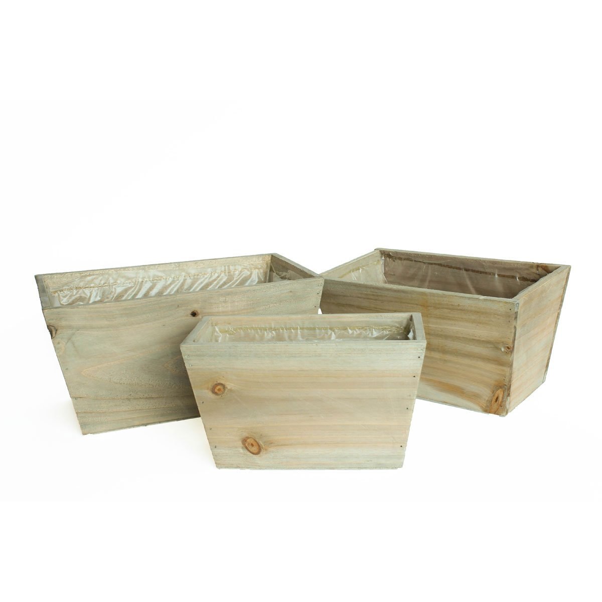 Home Nature Set de 3 Maceteros de Madera Rectangul