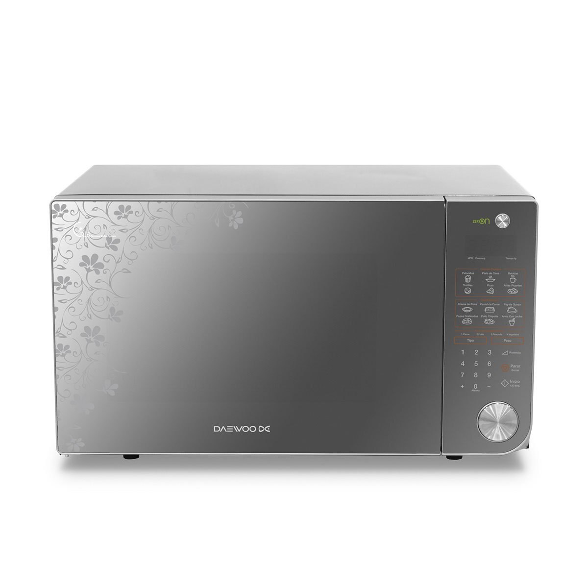 Horno de Microondas Daewoo 1.1 Pies Inox con Diseño Floral