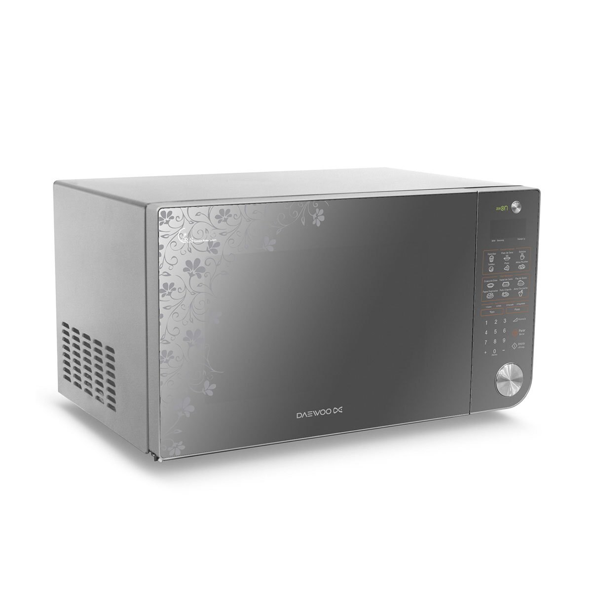 Horno de Microondas Daewoo 1.1 Pies Inox con Diseño Floral