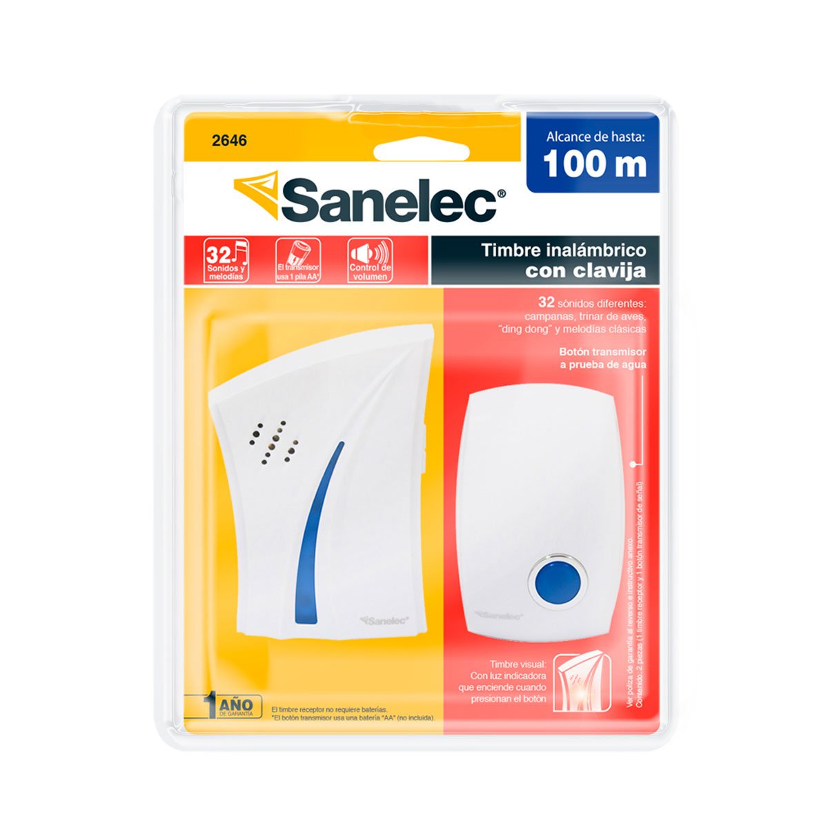 Santul 2646 Timbre Inalámbrico con Clavija Azul