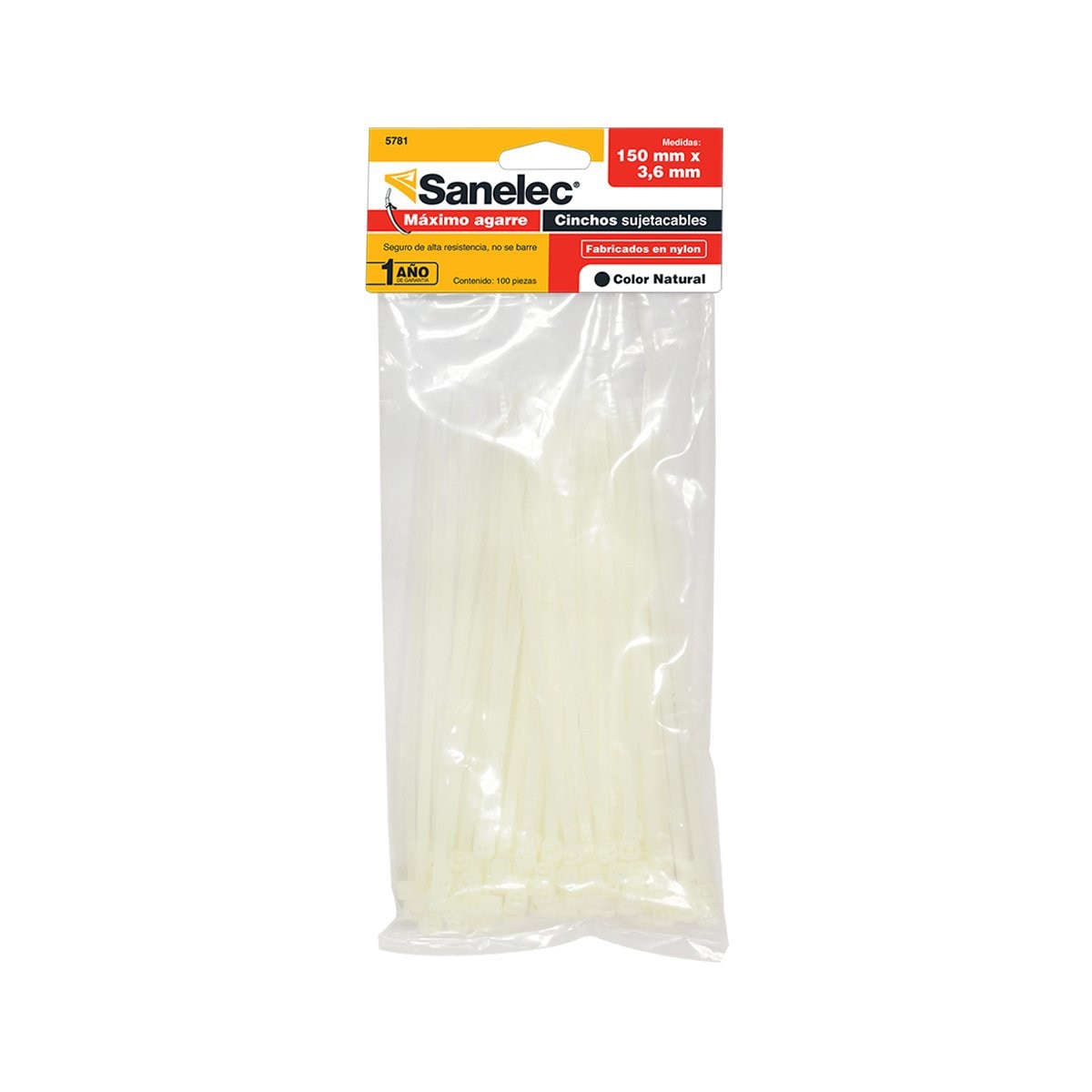 Santul 5781 Bolsa de 100 Cinchos Plásticos, 3.6 X 150 Mm, Transparentes