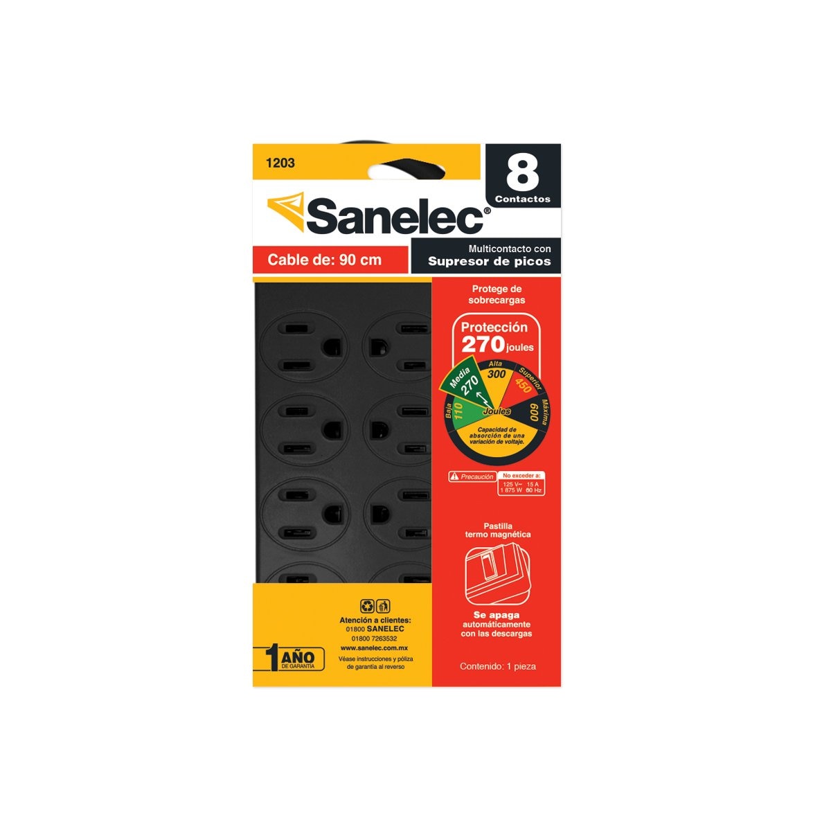 Santul 1203 Multicontacto 8 Entradas con Supresor 270 Jules