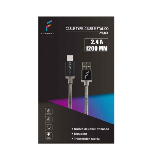 Cable Tipo C Metálico Negro Forward