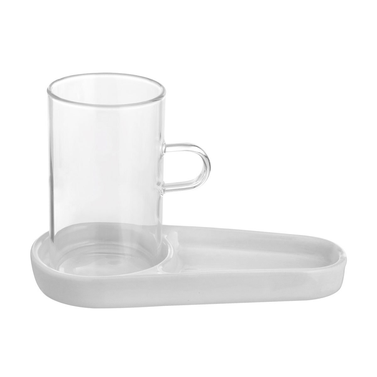 Vaso con Plato para Galletas Blanco Novo Casa