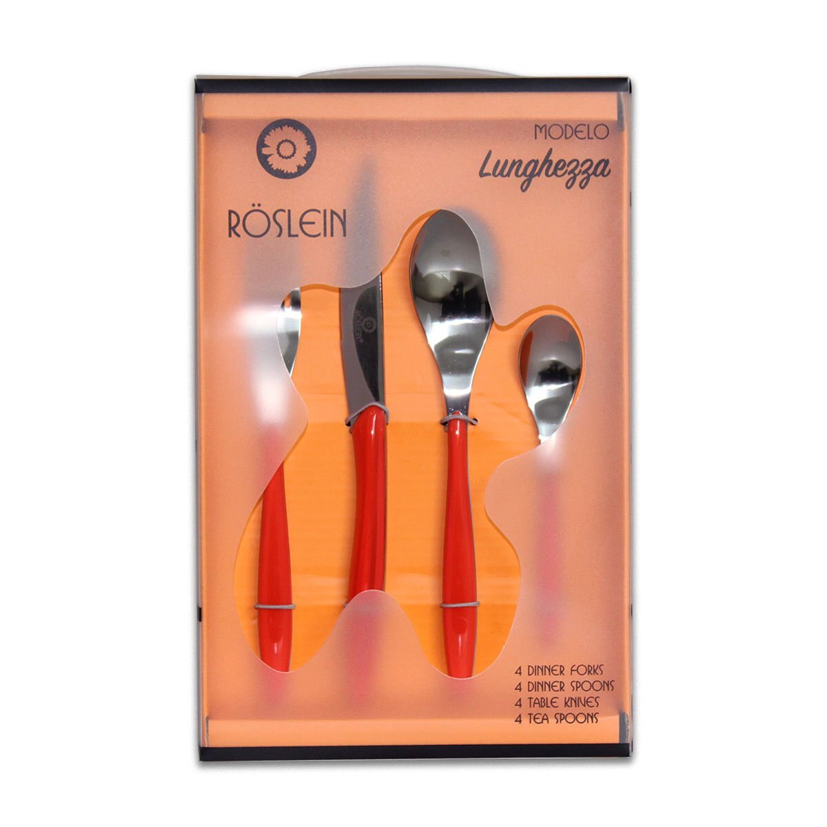 Juego de Cubiertos para 4 Personas 16 Piezas Naranja Roslein