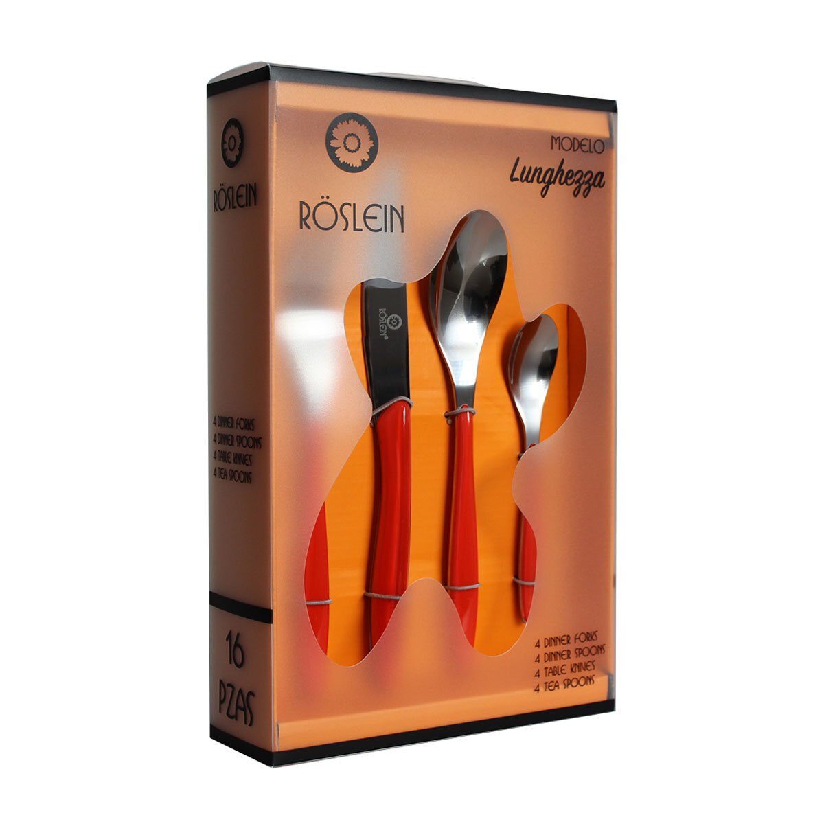 Juego de Cubiertos para 4 Personas 16 Piezas Naranja Roslein