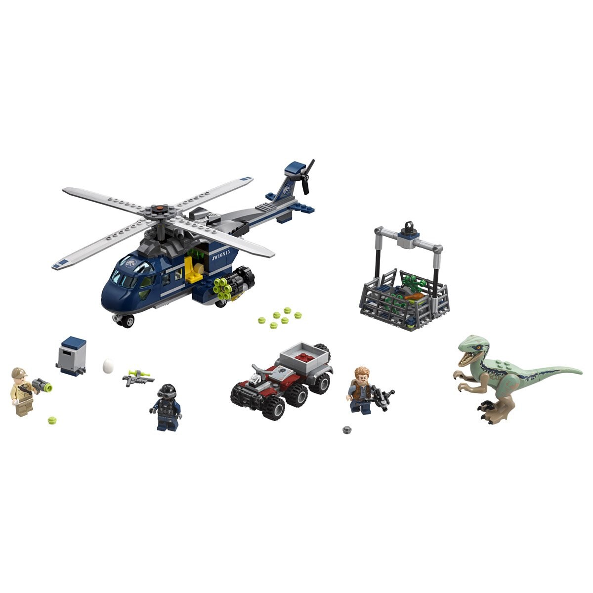 Jurassic World Persecución en Helicóptero de Blue Lego