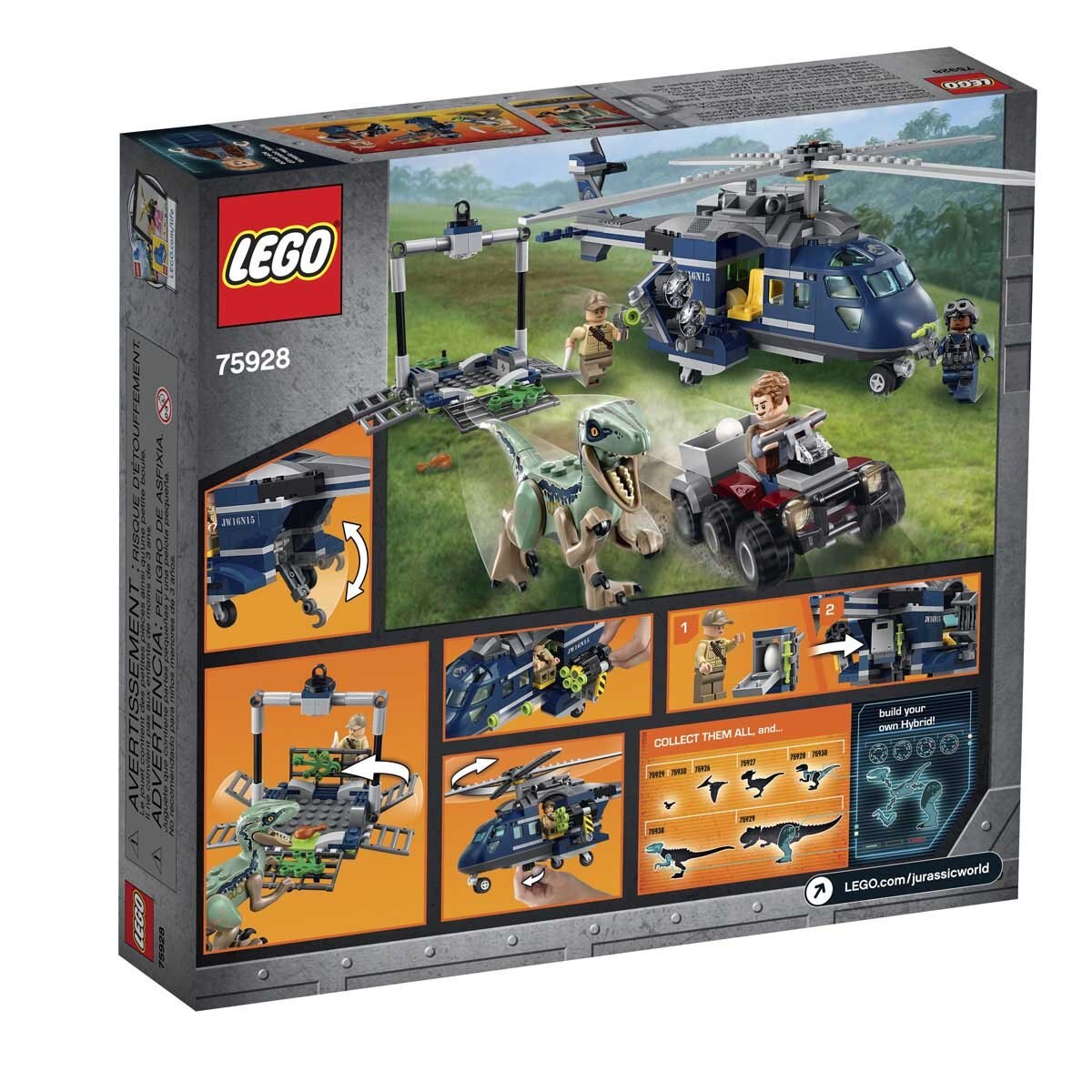 Jurassic World Persecución en Helicóptero de Blue Lego