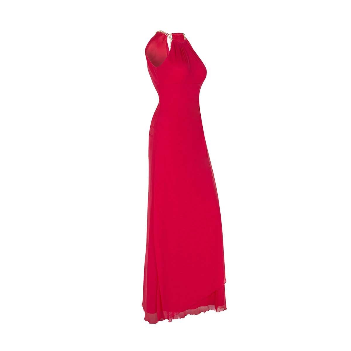 Vestido de Fiesta Largo Halter con Cadena en Cuello Noshe