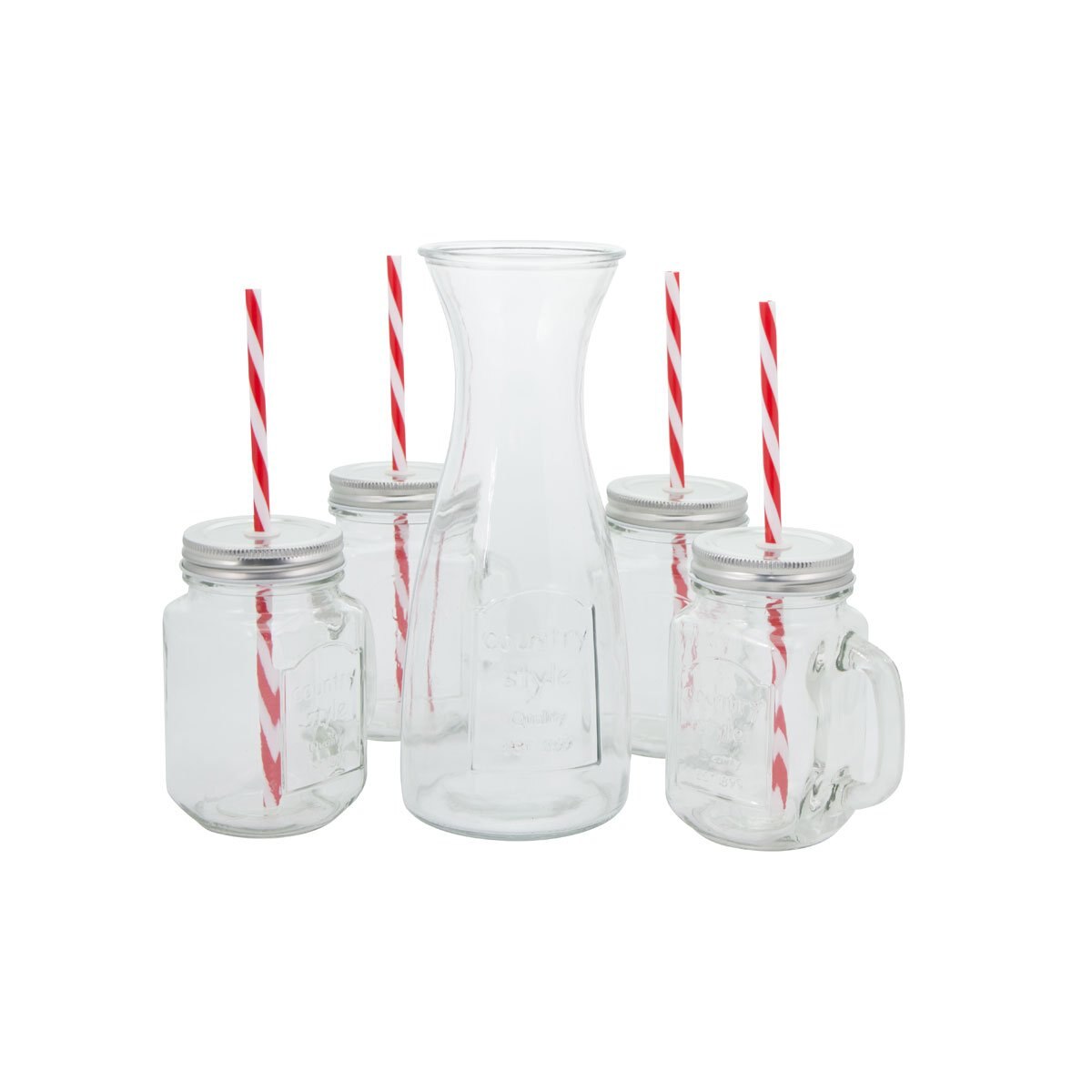 Home Nature Set de 3 Vasos y 1 Jarra de Vidrio