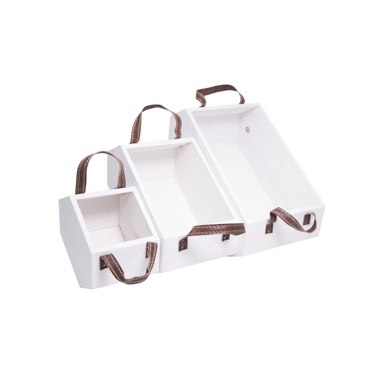 Home Nature Set de 3 Maceteros de Madera Color Nat