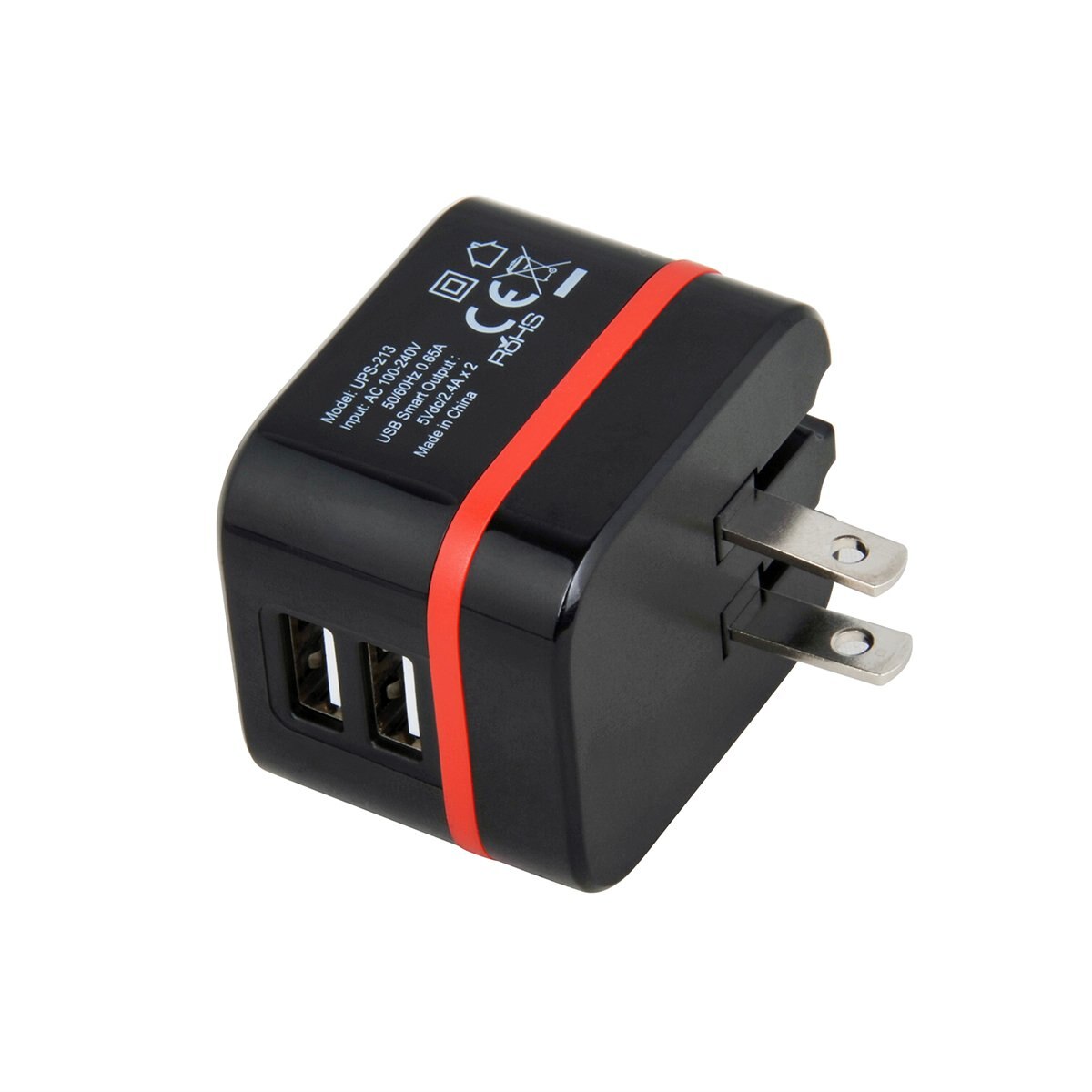Cargador Viaje 2 Ptos Usb y Conector Abatible Geartek