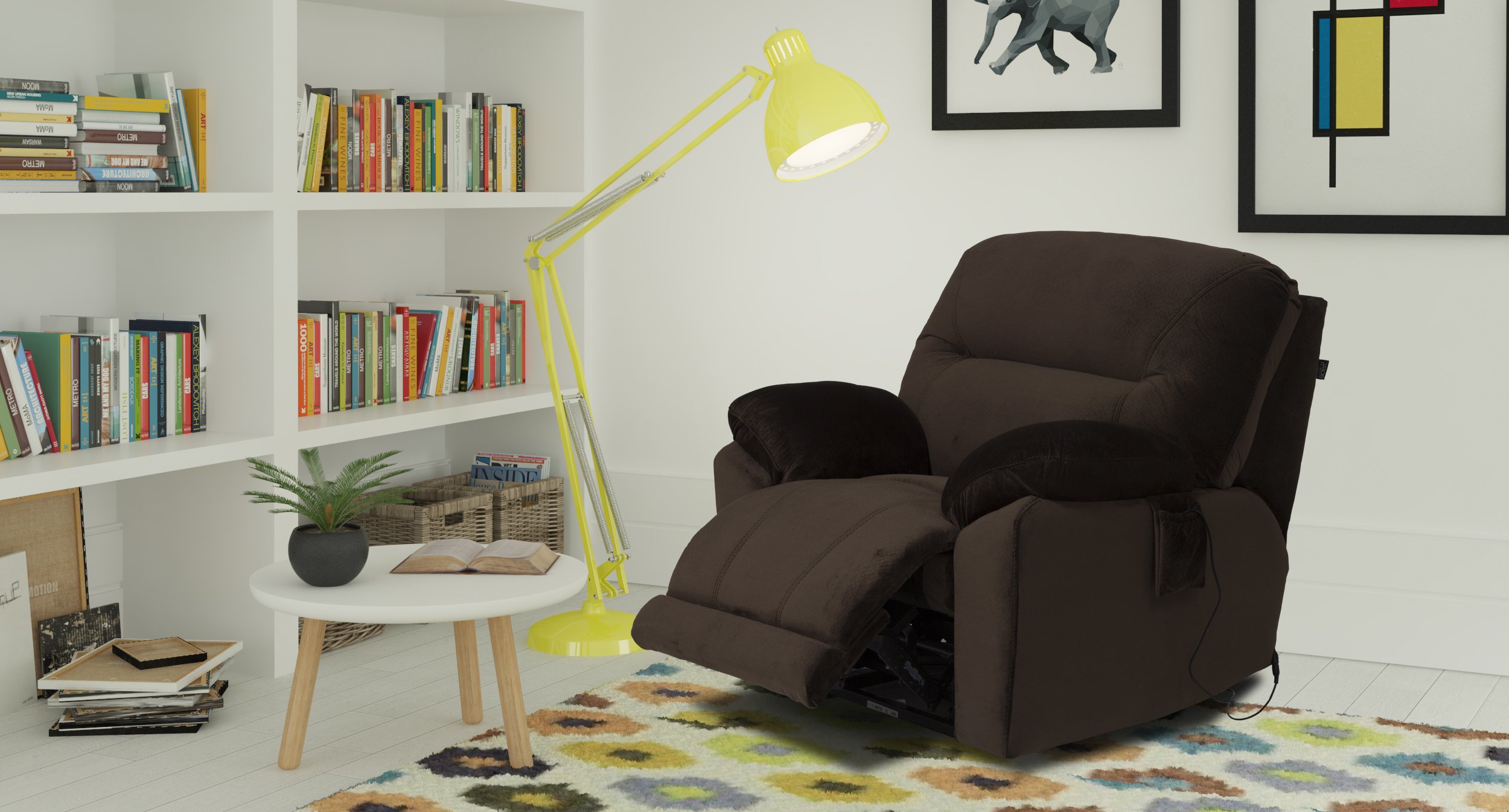 Sillón Reclinable Flow Elev Elec Masaje Knockout Chocolate