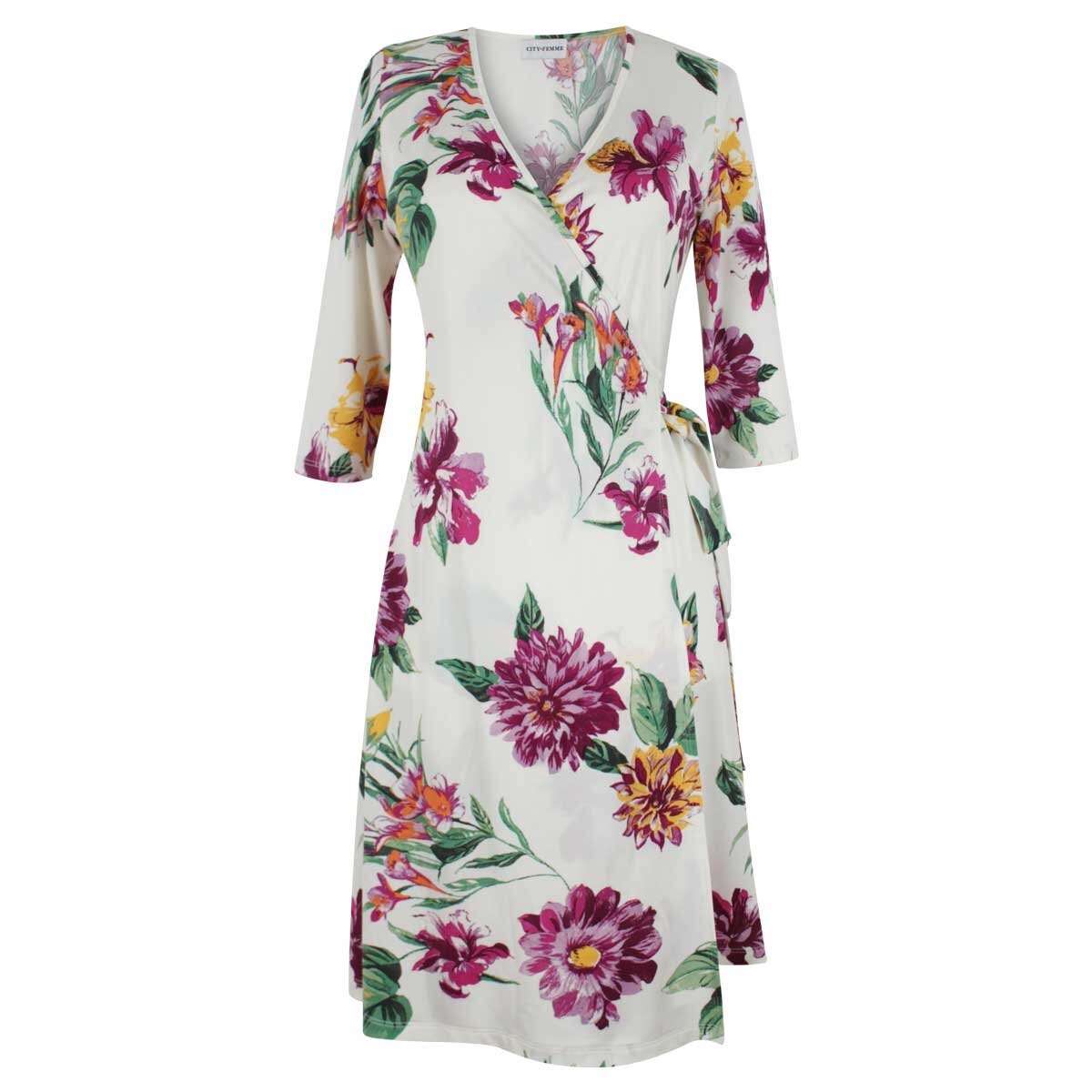 Vestido Estampado Escote V Cruzado City Femme
