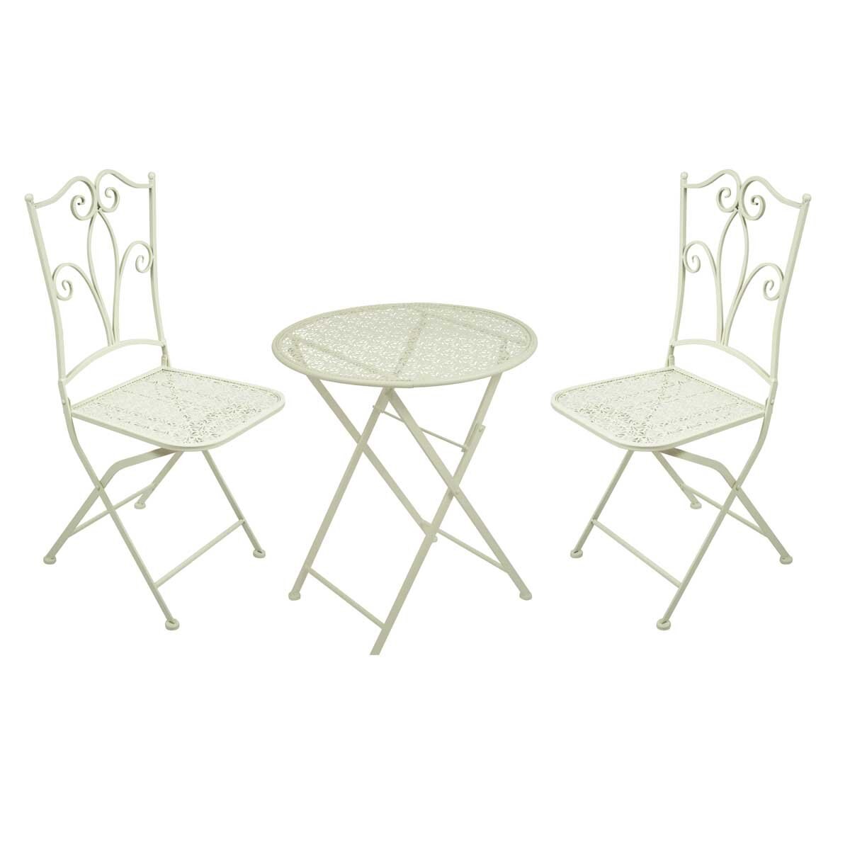 Set de Jardín 3 Piezas Estilo Clásico Color Blanco Home Nature