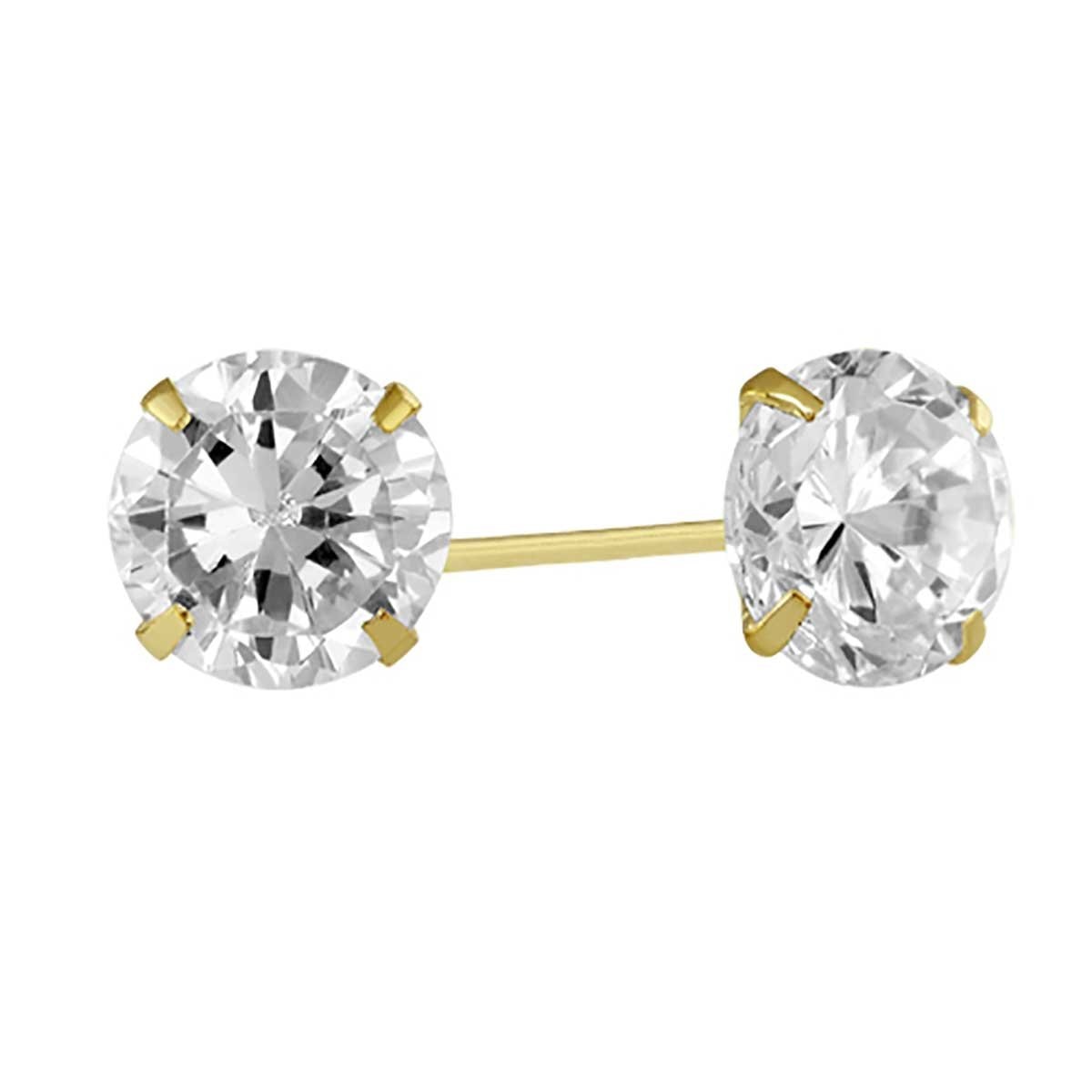 Broquel de Oro 14K Recto 5Mm Circonia Sabelli