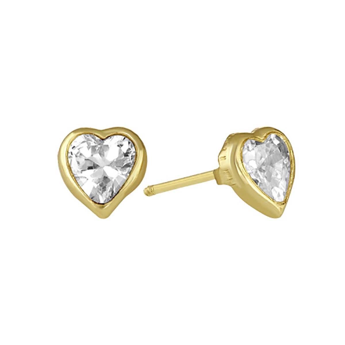 Broqueles de Oro 14K Biselado 4Mm Corazón Sabelli