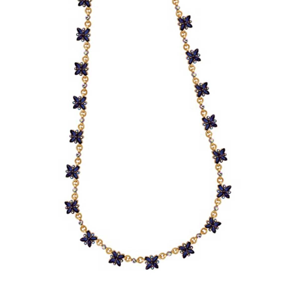 Collar Dorado con 132 Cristales Color Zafiro Carré