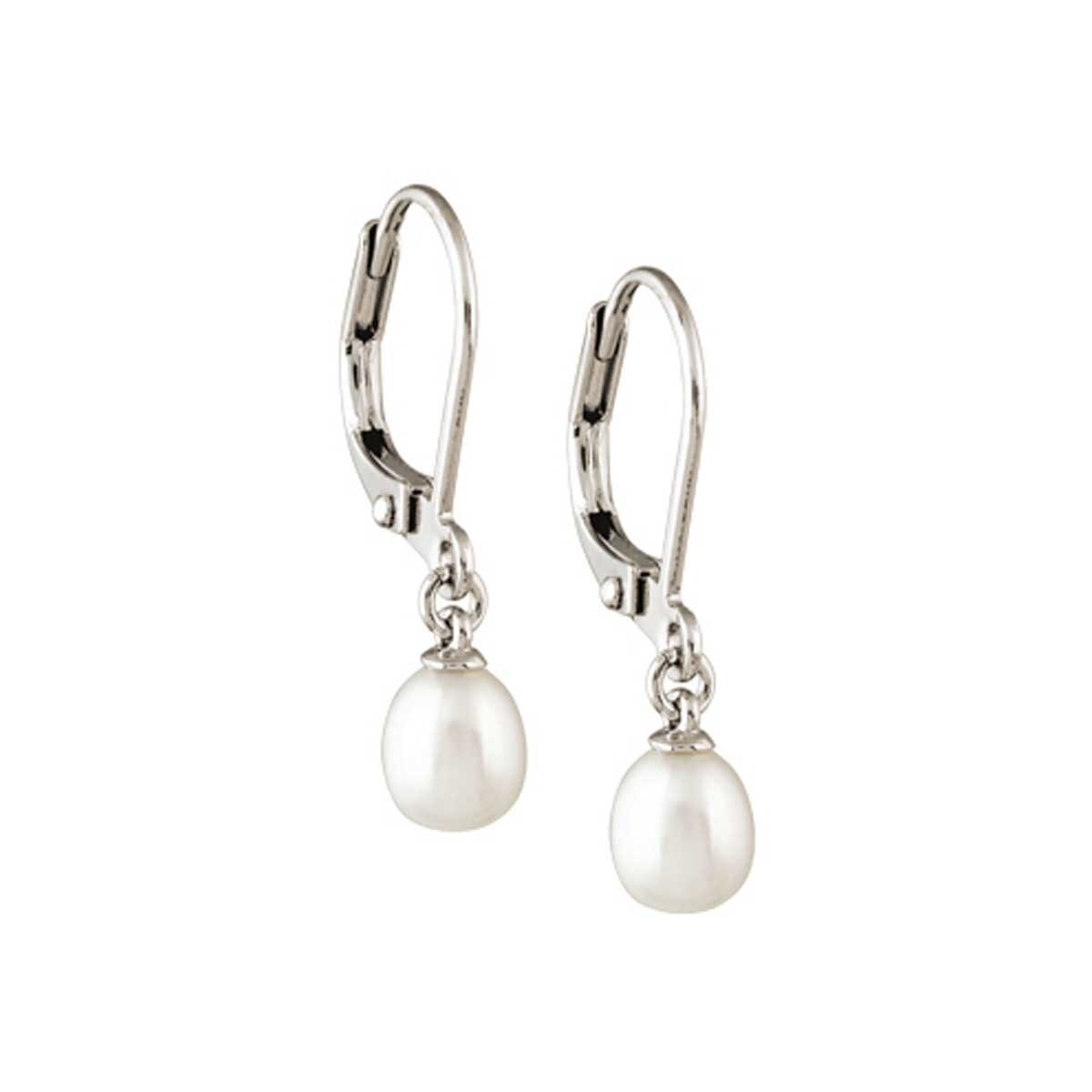 Aretes con Perla Acabado Rodio Emanuel