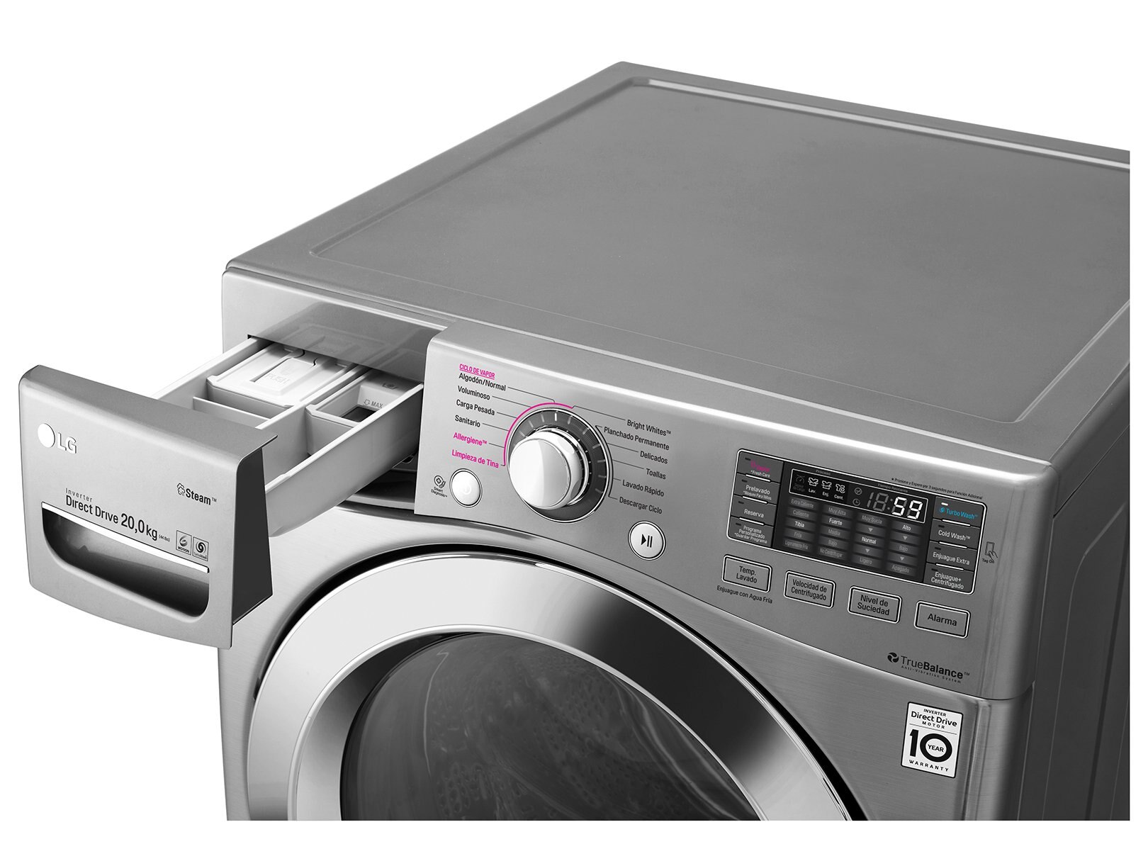 Lavadora Frontal 20 Kg Compatible con Twinwash de 3.5Kg Lg