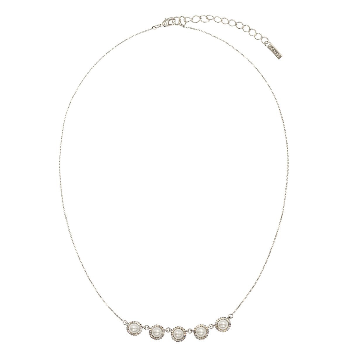 Collar con 5 Perlas Redondas Y Micro Cristales Swarovski Carré