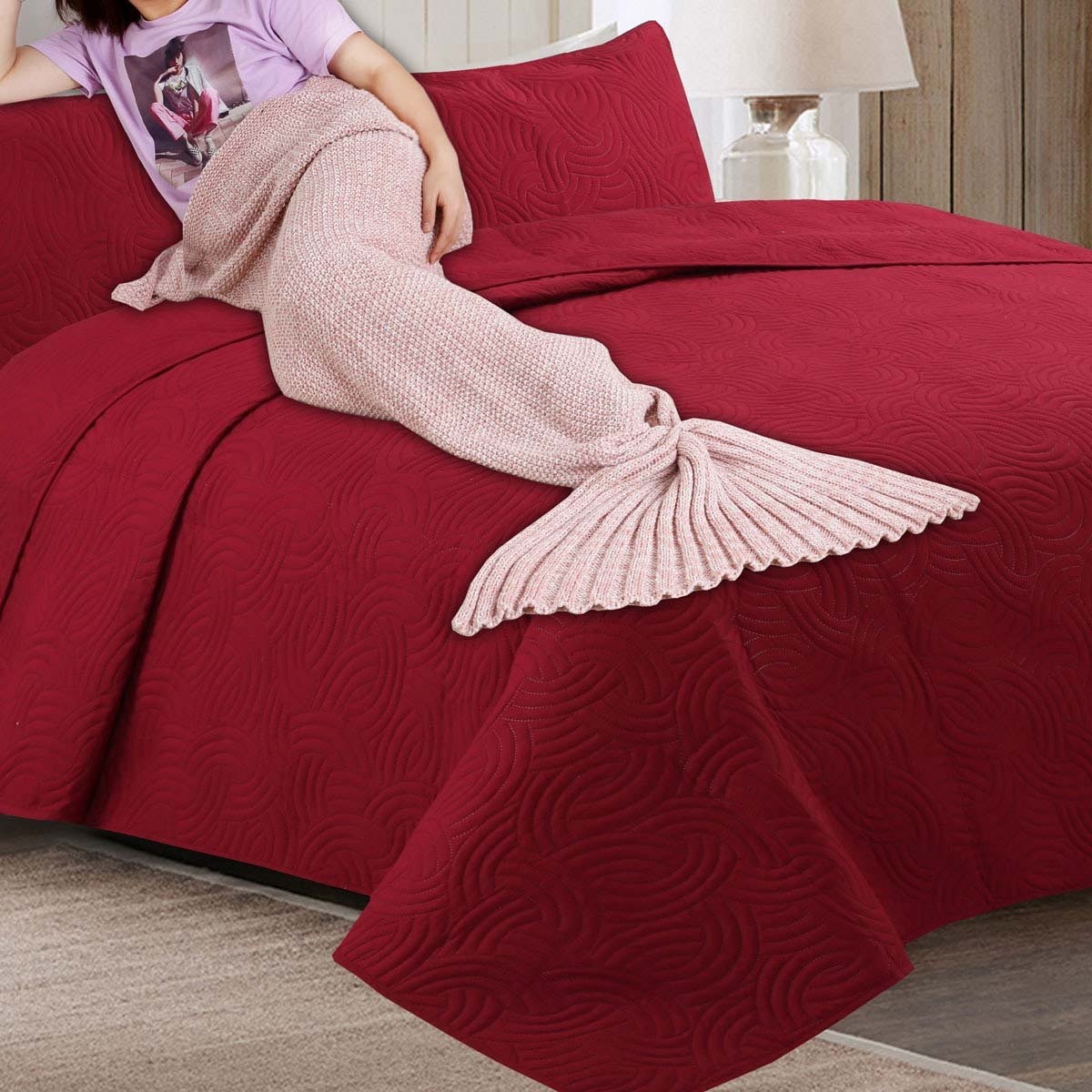 Frazada Tejida Sirena Rosa 4 Home Style