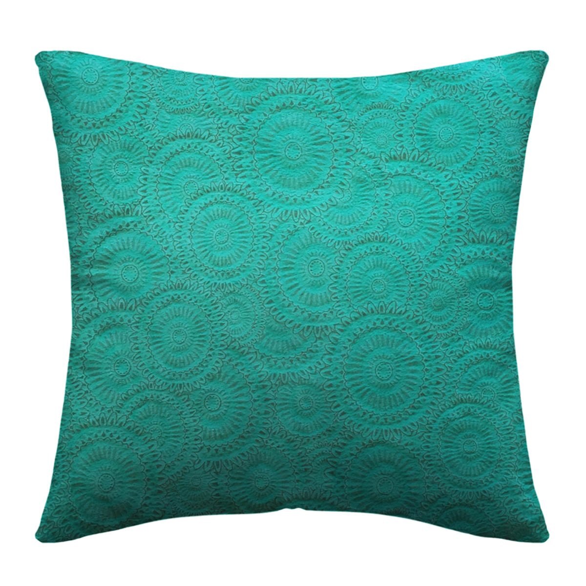 Almohada Euro Peluche Mandalas Verde Blancos Pileso