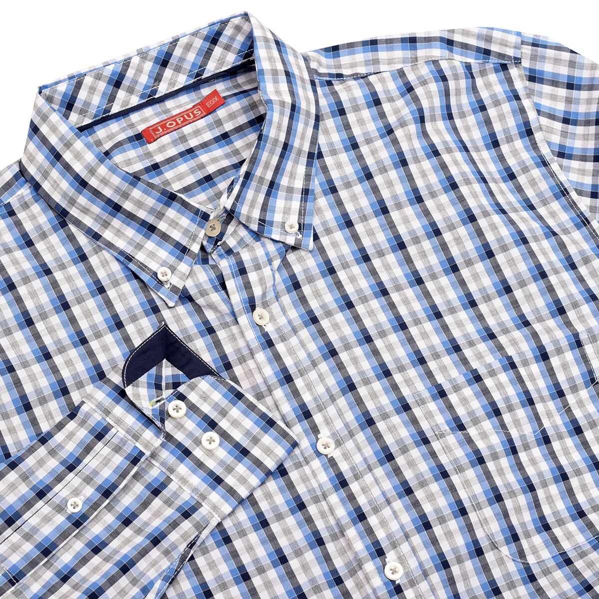 Camisa Manga Larga a Cuadros Azul J. Opus