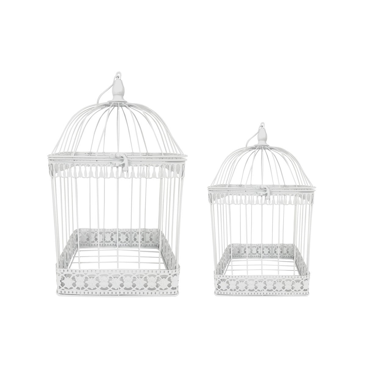 Set de 2 Jaulas Cuadradas de Metal Color Blanco Home Nature