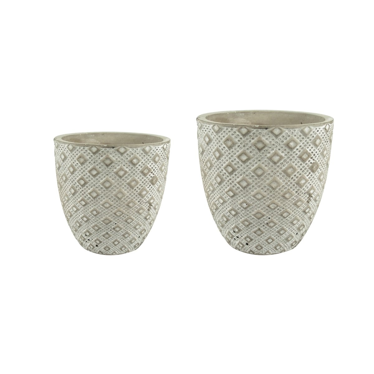 Home Nature Set de 2 Jarrones Cónicos Diseño Diamante Color Gris