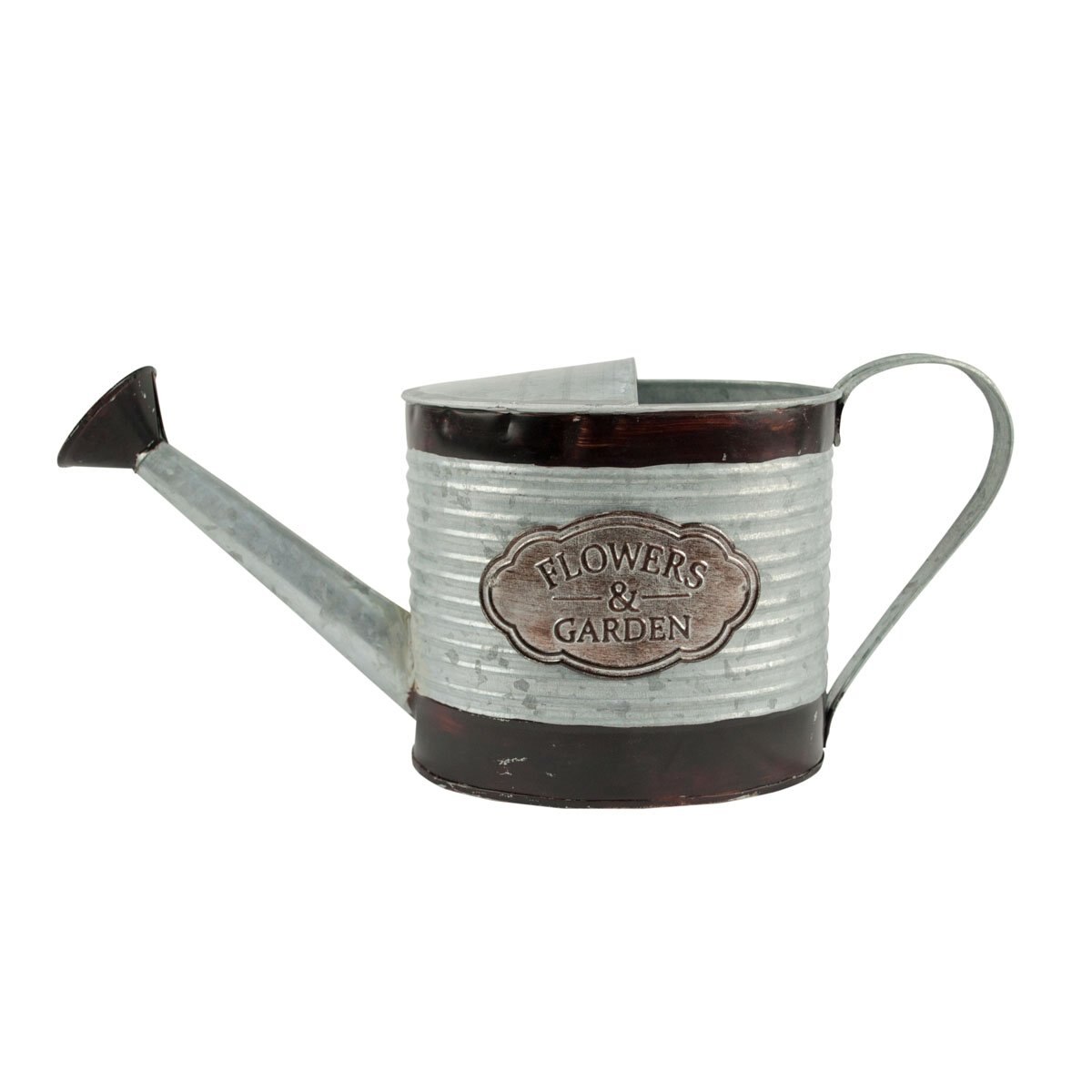 Jarra Regadera Bandas Negras Diseño Galvanizado Plateado Home Nature