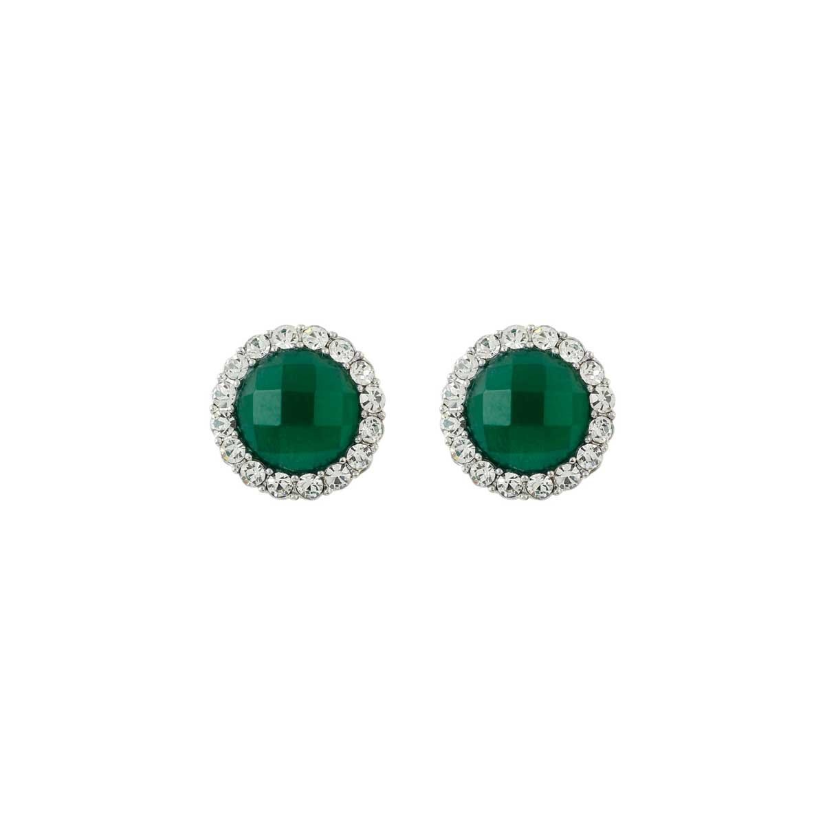 Aretes con Piedra Facetada Ágata Y Pavé Emanuel