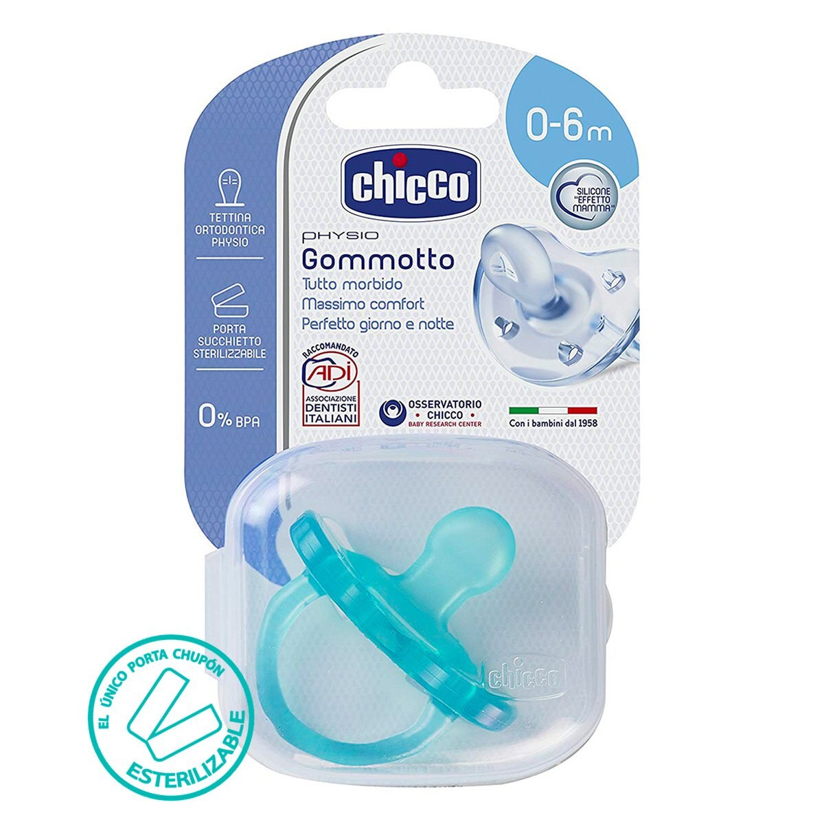Chupón Physio Soft Azul Niño 0-6M Chicco