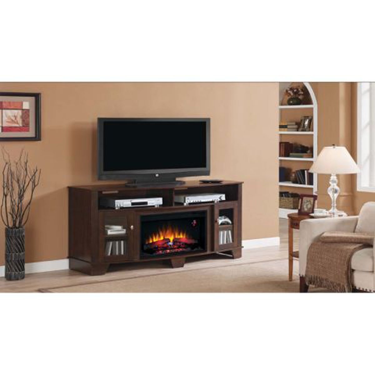 Mueble para tv salle cherry con chimenea twinstar - Sears