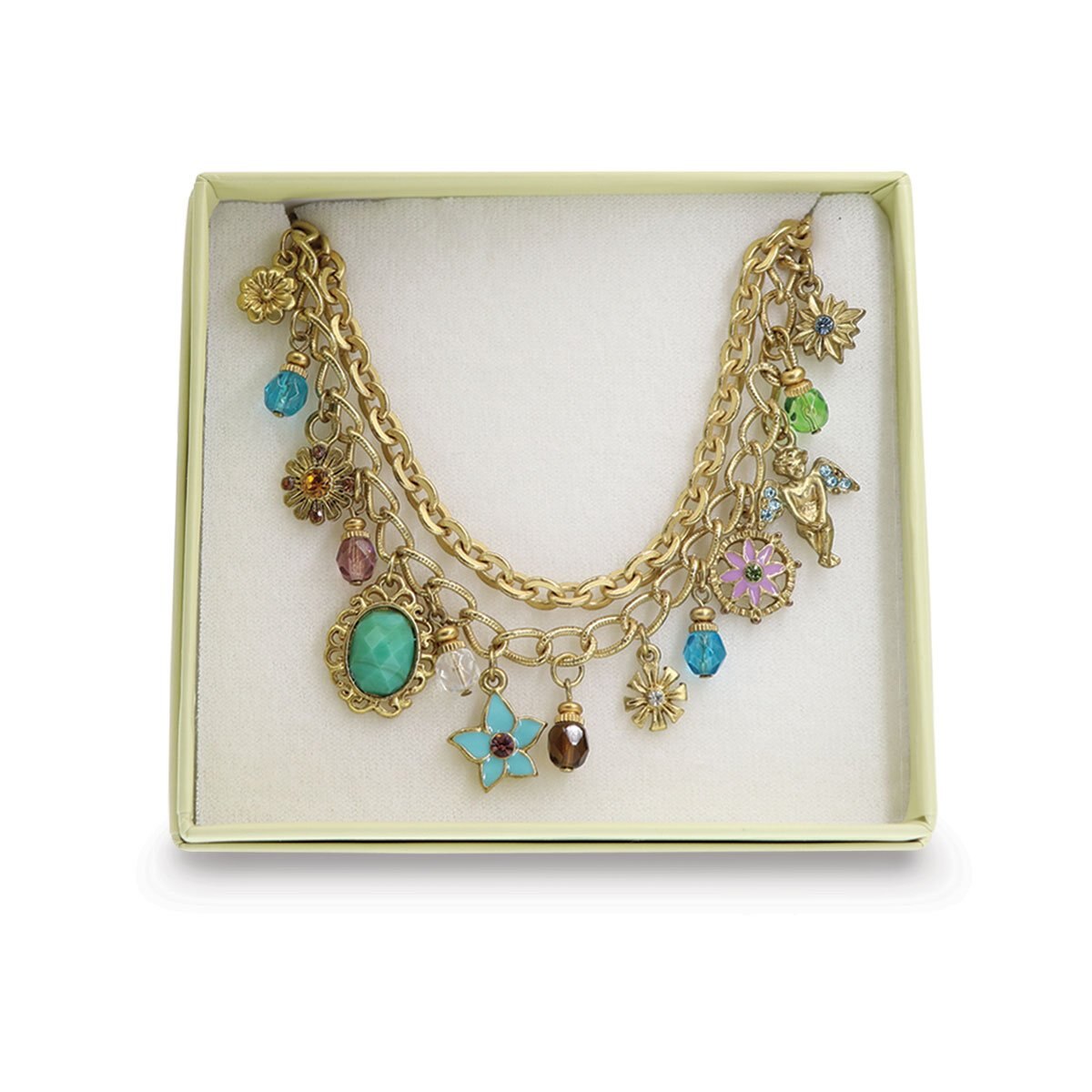 Pulsera con Charms en Acabado Dorado 1928
