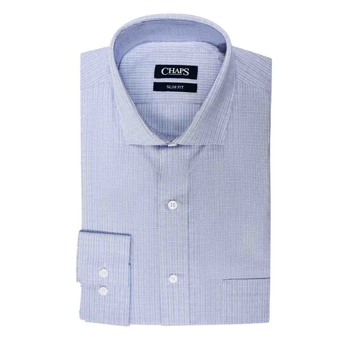 Camisa de Vestir Chaps de Corte Ultra Slim Color Azul Combinado
