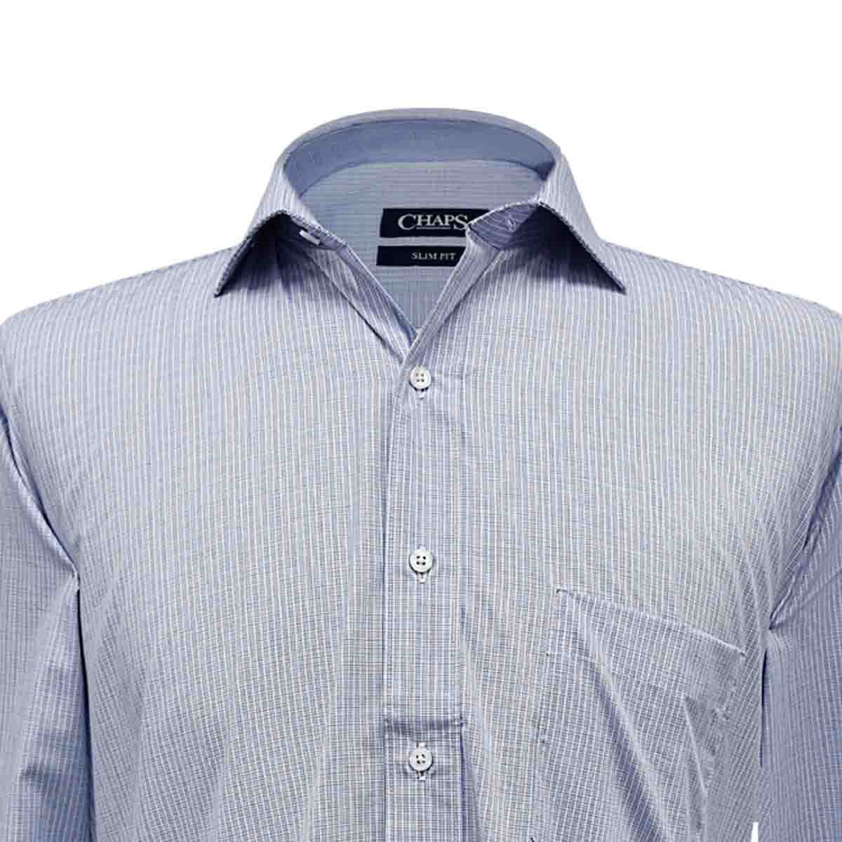 Camisa de Vestir Chaps de Corte Ultra Slim Color Azul Combinado
