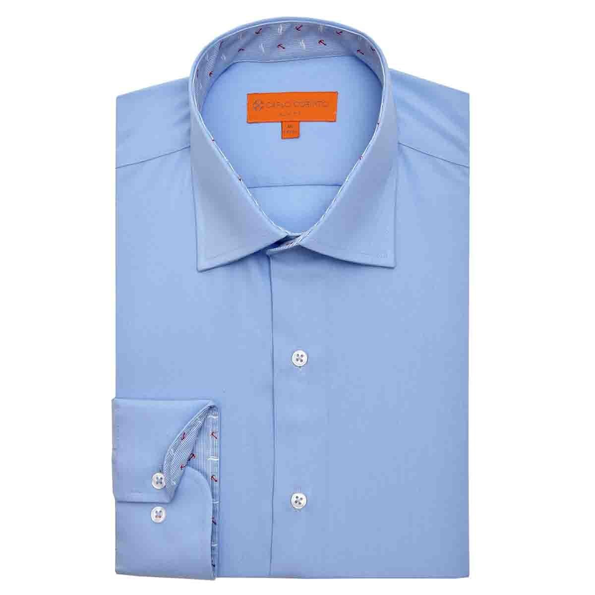 Camisa de Vestir Slim Fit Color Azul Carlo Corinto