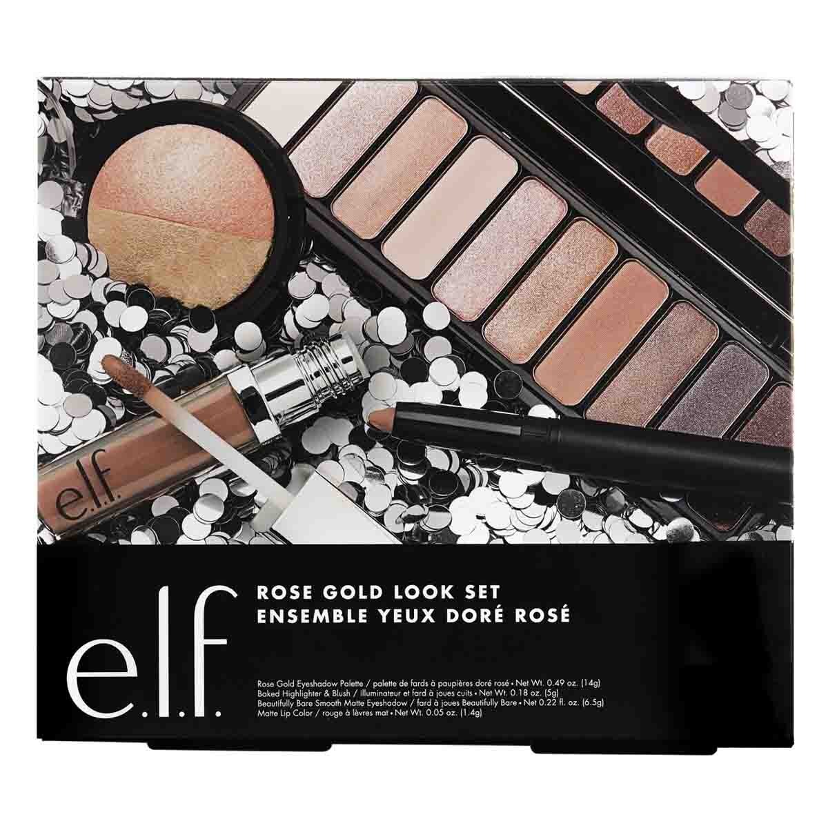 Estuche Maquillaje Elf para Dama Paleta de Sombras, Labial, Iluminador Tono Rose Gold