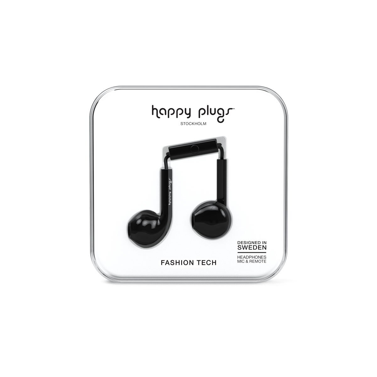 Audífonos C/micrófono Earbud Plus Negro Happy Plugs