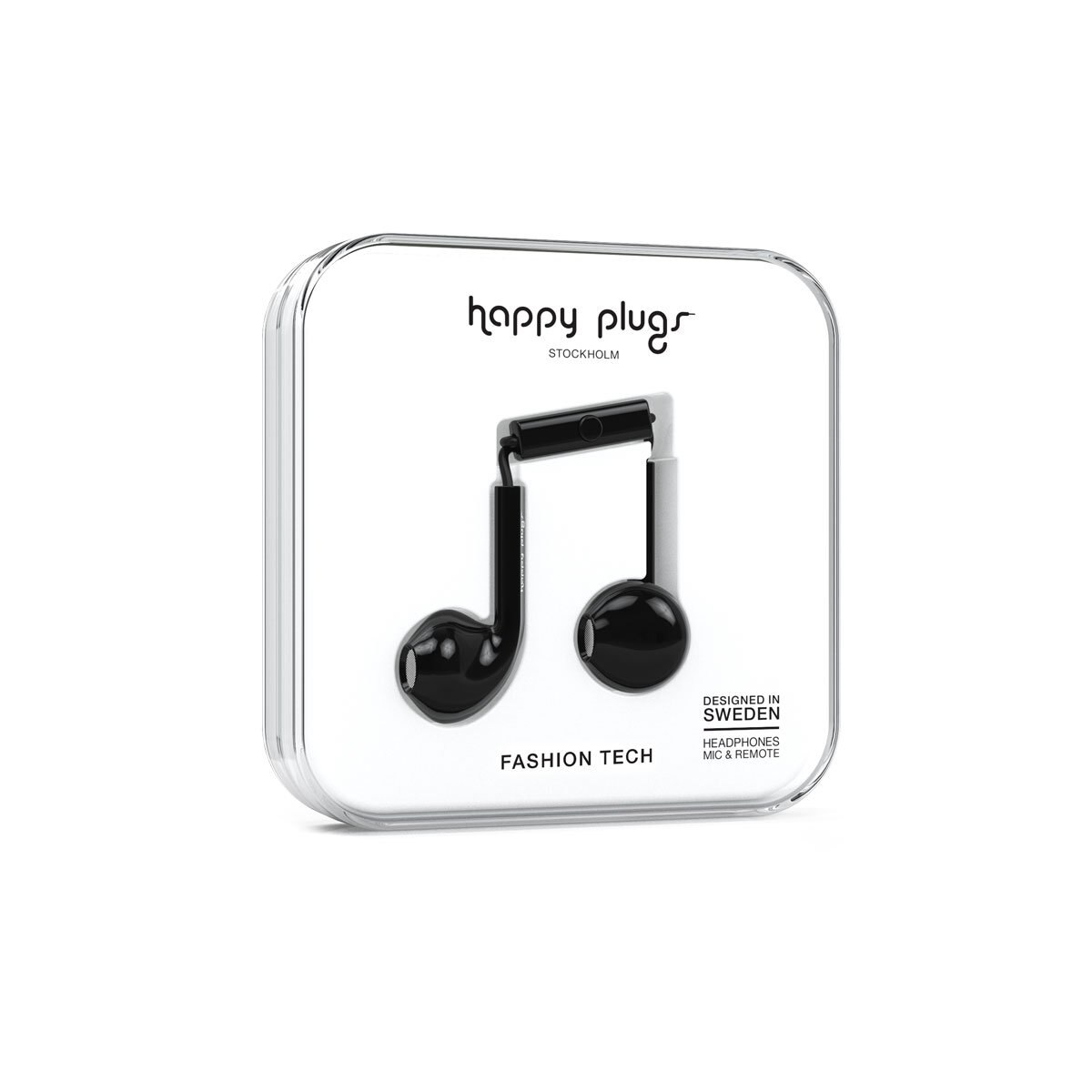 Audífonos C/micrófono Earbud Plus Negro Happy Plugs