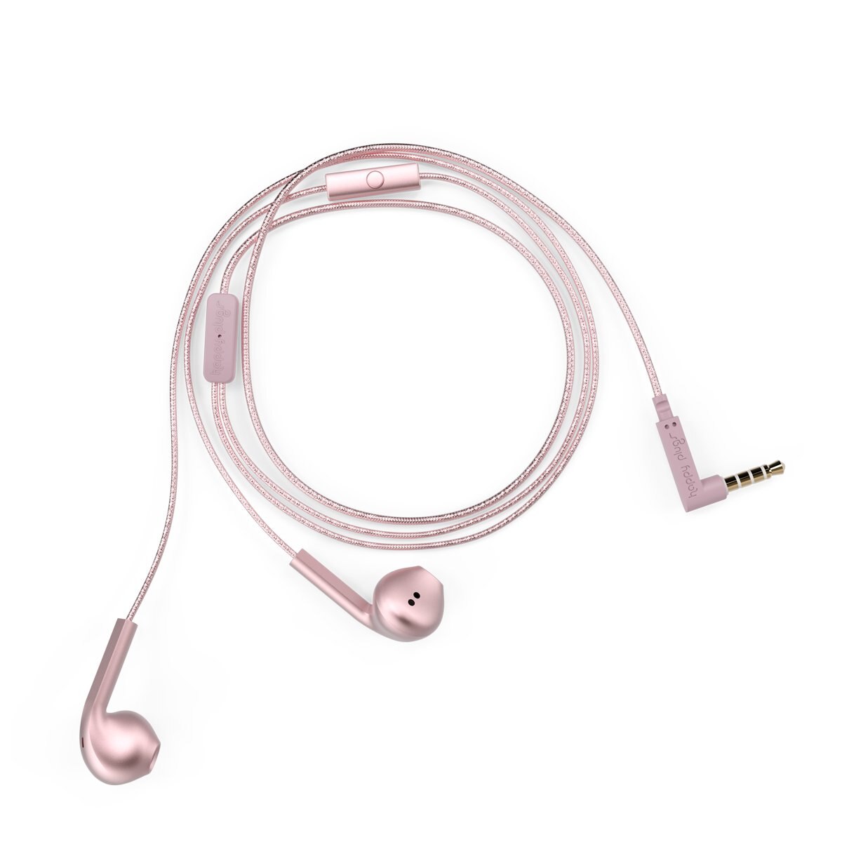 Audífonos C/micrófono Earbud Deluxe Pink Gold Happy Plugs