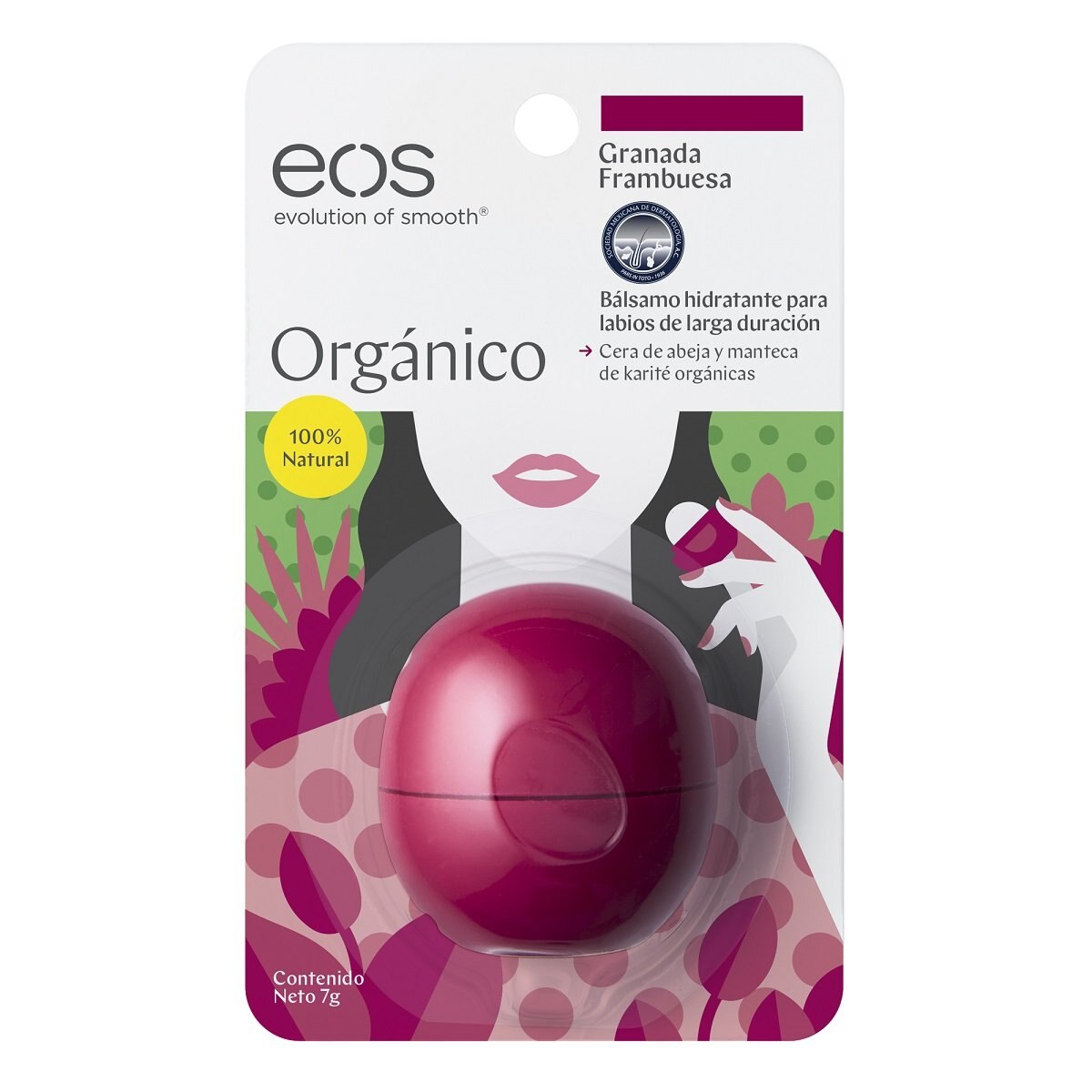 Esfera Bálsamo Orgánico para Labios Granada Frambuesa Eos